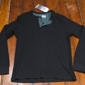 Avalanche Classic Black Long Sleeve Knit Henley Shirt